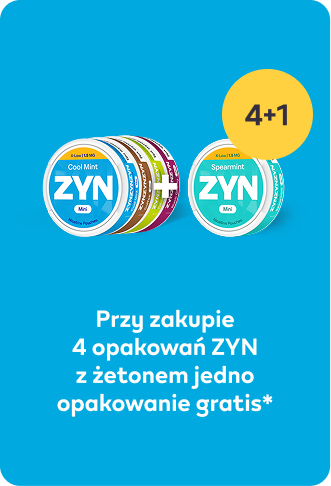 Przy zakupie 4 opakowań ZYN z żetonem jedno opakowanie gratis*
