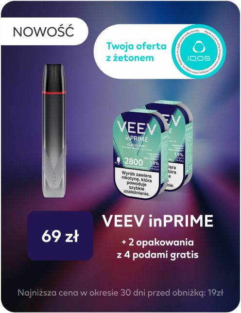 Z żetonem Nowość, VEEV inPRIME za 69 zł + 2 opakowanie z 2 podami gratis